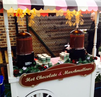 Hot Chocolate and Marshmallows cart for Christmas Party Hire
